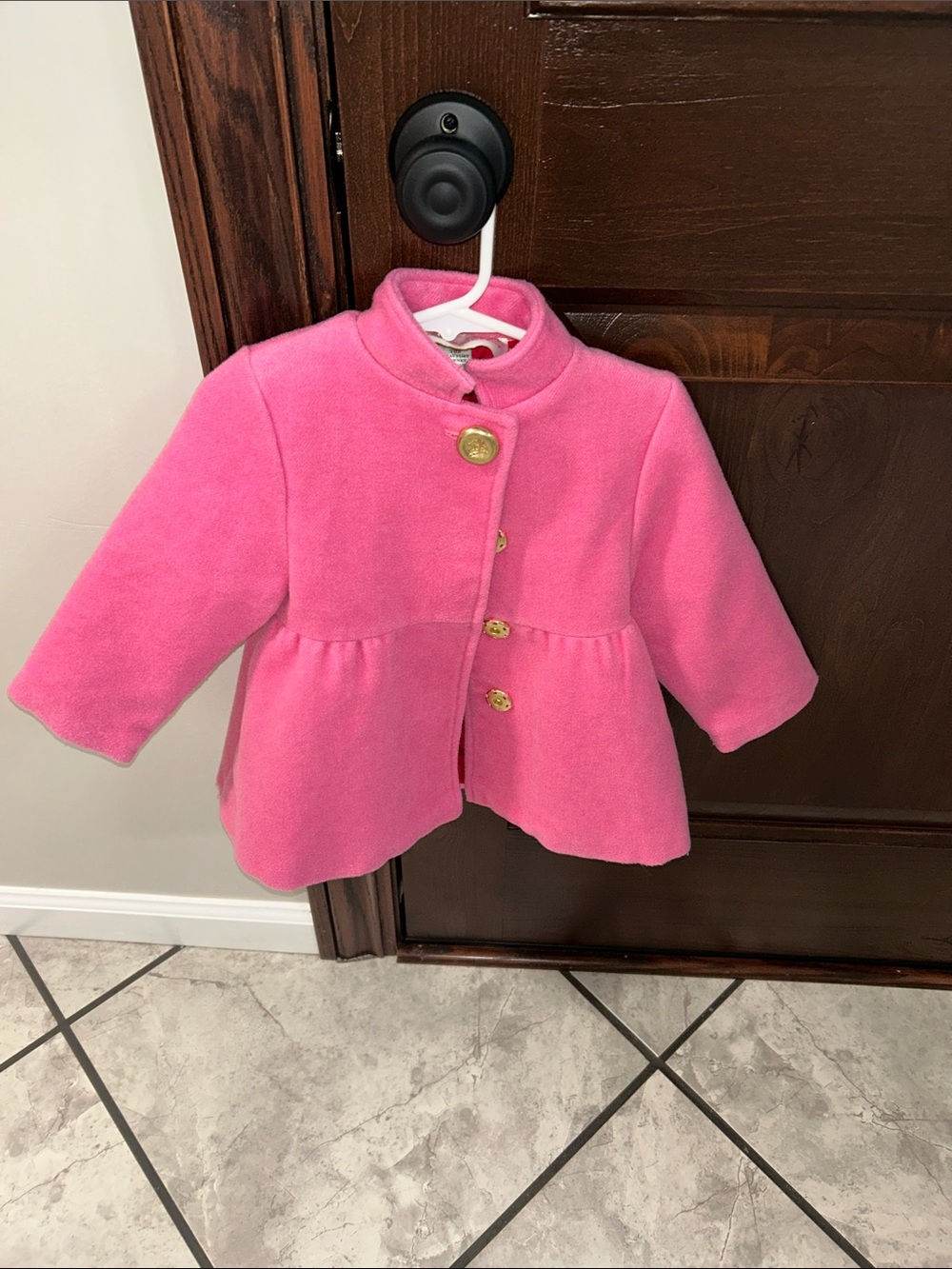 TBBC Girls' Pink Princess Coat with Gold Buttons 2T
